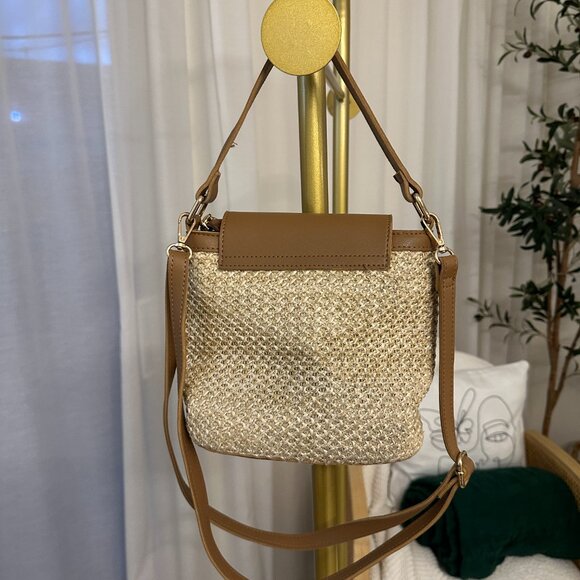 Crossbody Bag - Straw Weave Shoulder Handbag Bucket Bag Mini - Picture 4 of 4